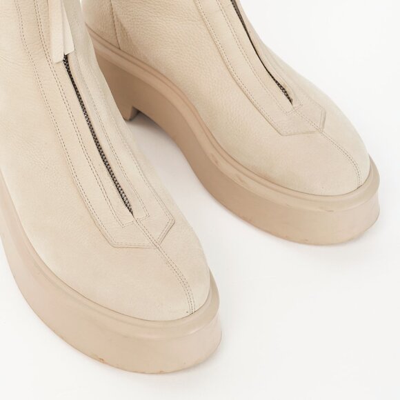 The Row Beige Leather Platform Zipped Boot - Picture 6 of 9